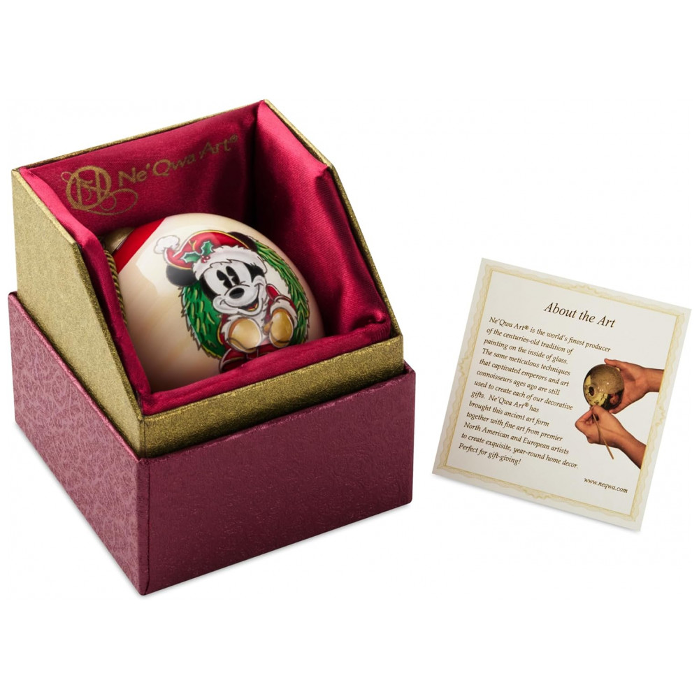 ECTQDZLMBTSC0B_8-1.jpg - Enfeite de Natal Hallmark Disney Ne'Qwa Art Mickey Mouse em Vidro Soprada Pintado à Mão com Cordão Ajustável, 5,7 x 8,3 x 5,7 cm