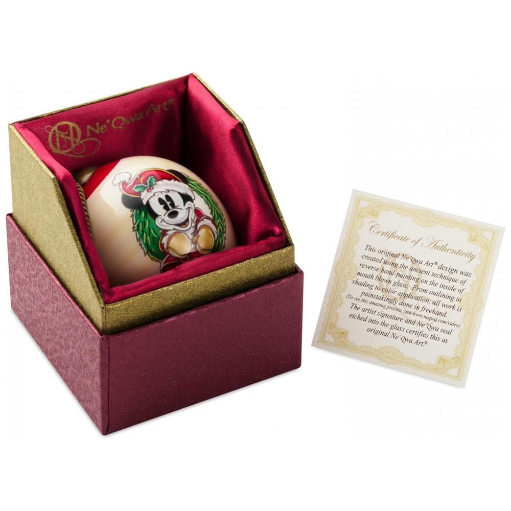 ECTQDZLMBTSC0B_9-1.jpg - Enfeite de Natal Hallmark Disney Ne'Qwa Art Mickey Mouse em Vidro Soprada Pintado à Mão com Cordão Ajustável, 5,7 x 8,3 x 5,7 cm
