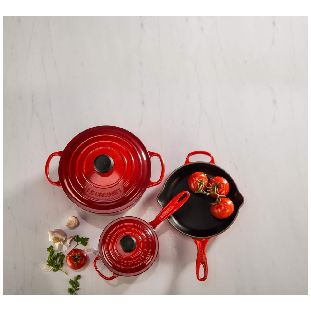 ECTQEHY02HA10B_1-1.jpg - Conjunto de Panelas e Frigideiras Antiaderentes de Ferro Fundido Esmaltado 5 Peças LE CREUSET MS1605 67SS Vermelho