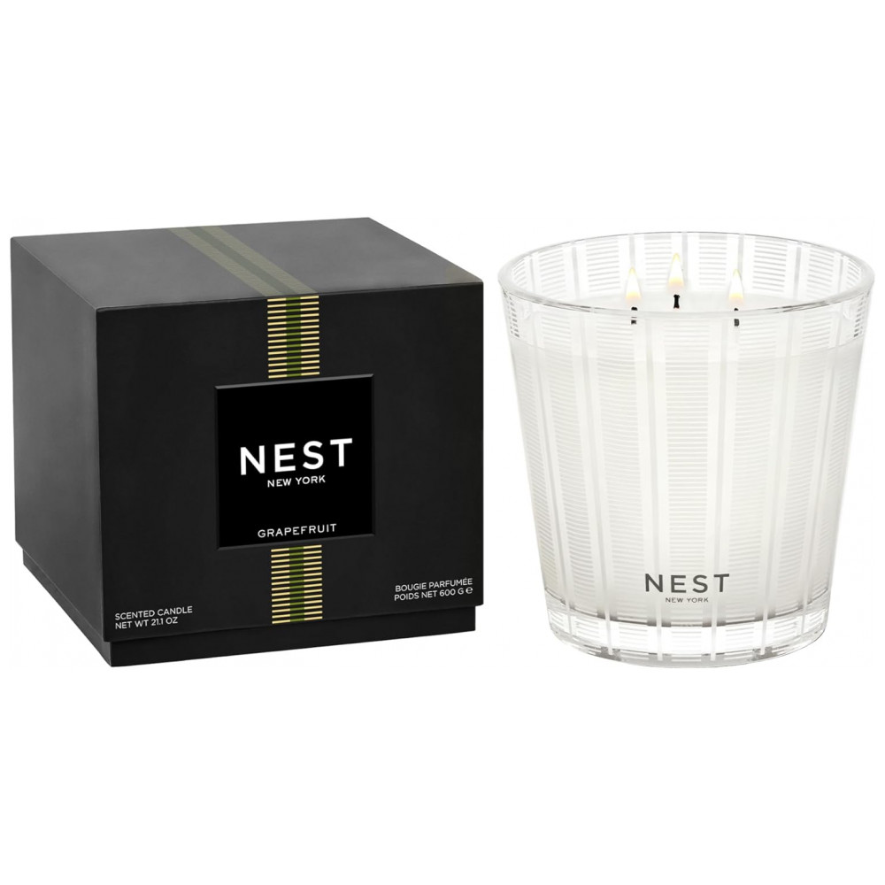 Vela Perfumada NEST New York de 3 Pavios, Grapefruit 21,2 oz Até 100 Horas de Queima Em Recipiente de Vidro Reutilizável