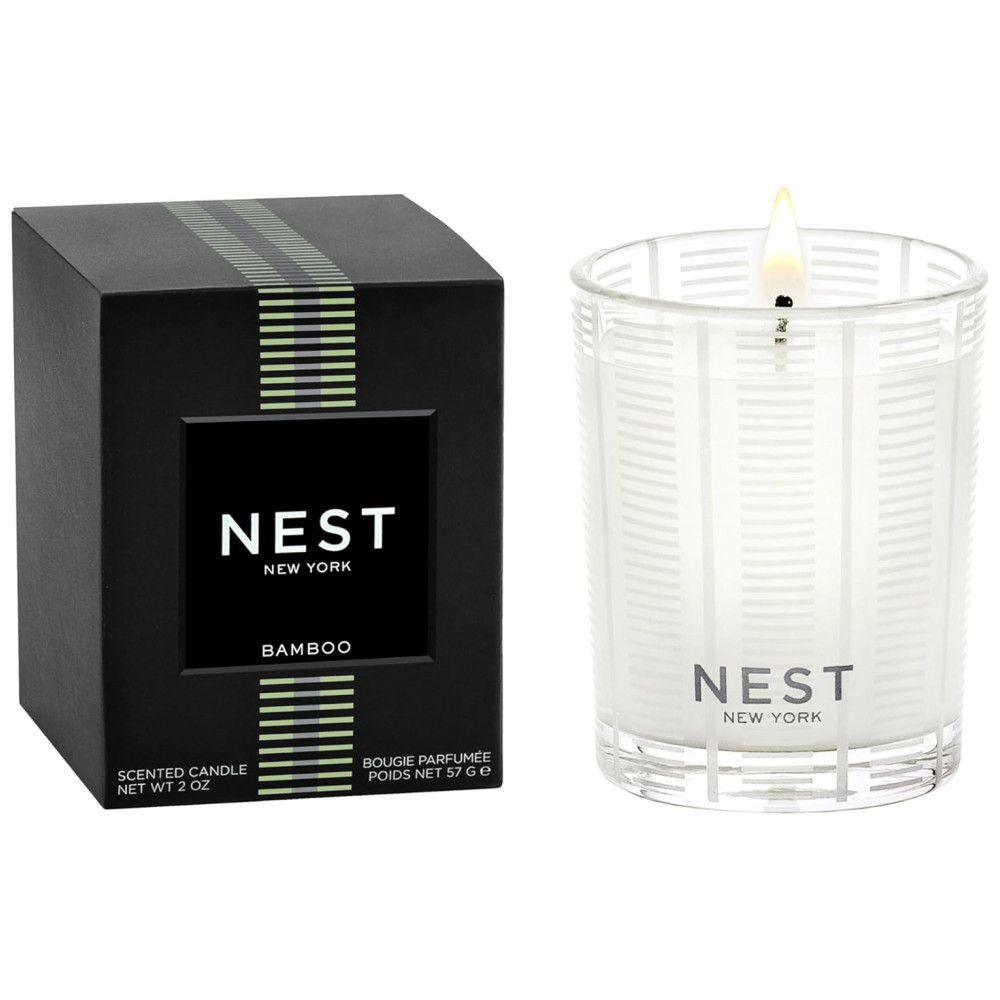 Vela de Vidro NEST New York Scented Votive, Bambu 2 oz, Queima por até 28 Horas, Recipiente de Vidro Reutilizável