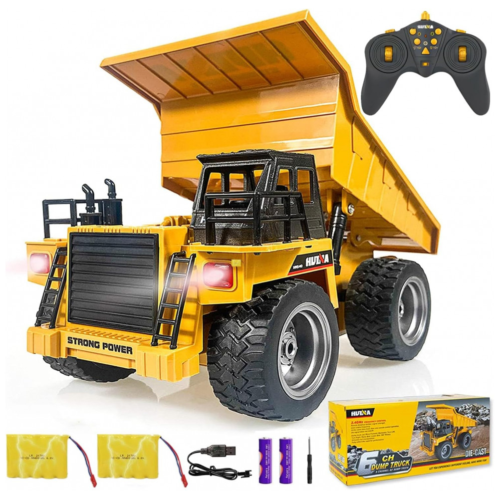 Caminhão Basculante de Controle Remoto 3 em 1 em Metal, Escala 1:18, 6 Canais, Design de Metal Liga, Brinquedo de Construção Realista,kkny