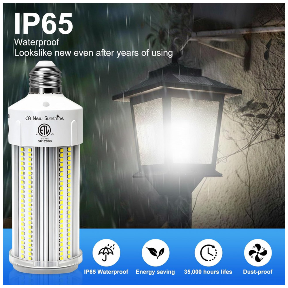 ECTQF4LZQ3MF0B_2-1.jpg - Lâmpada de Milho LED Equivalente a 1000W Kit com 2 Unidades 100W 15000LM 5000K Branco Luz do Dia Base E26E39 CA New Sunshine