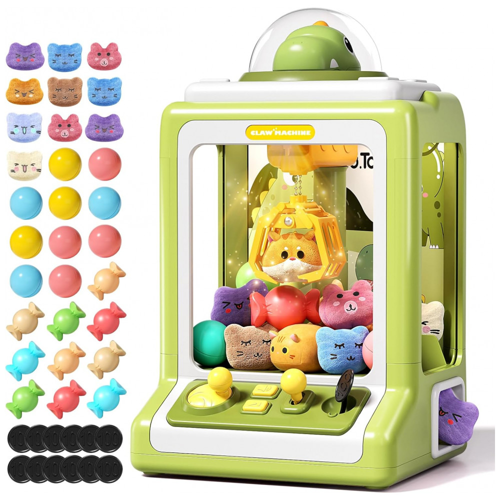 ECTQF4TRTY6D0B_0-1.jpg - Máquina de Garra Mini Arcade Skirfy Dinosaur para Crianças com Música e Prêmios, 30 Brinquedos Inclusos