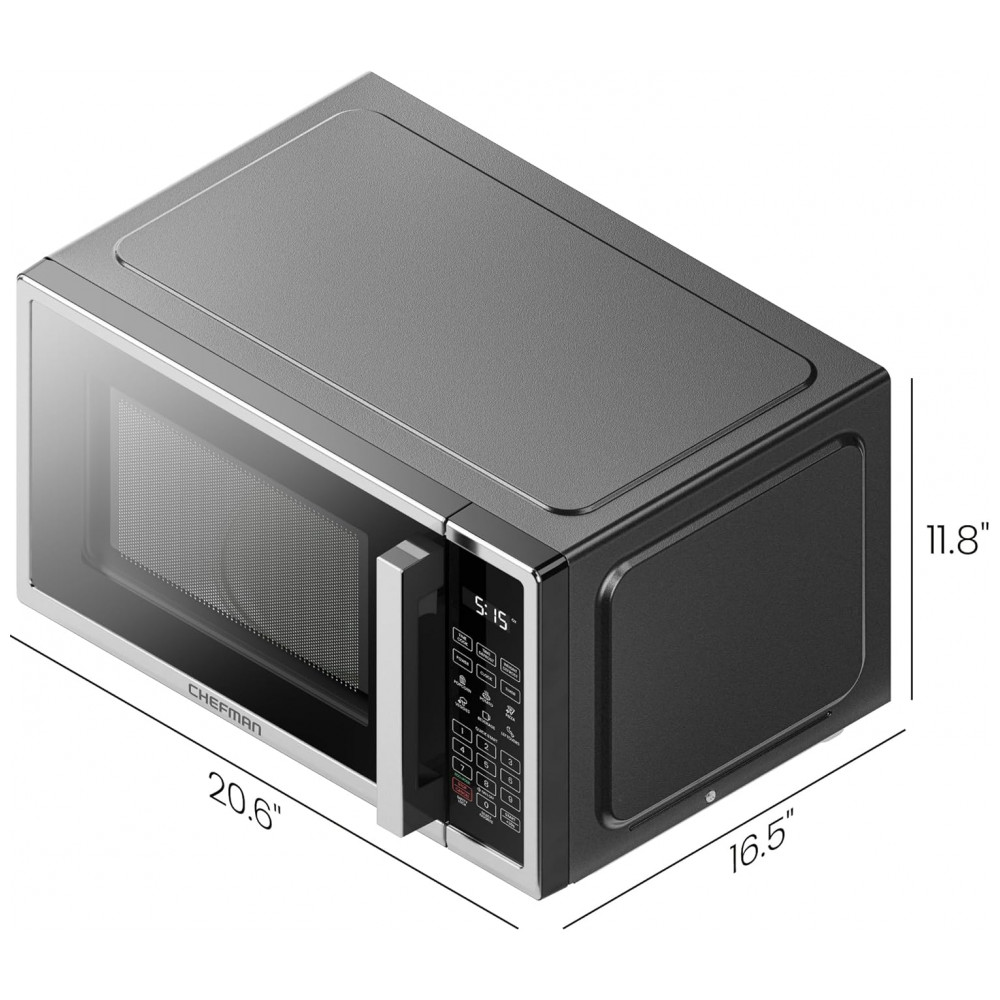 ECTQF5TVHN6C0B_5-1.jpg - Forno de Micro-ondas Chefman de Bancada 31 litros em Aço Inoxidável Digital de 1000 Watts com 6 Programas Automáticos, 10 Níveis de Potência, Mo