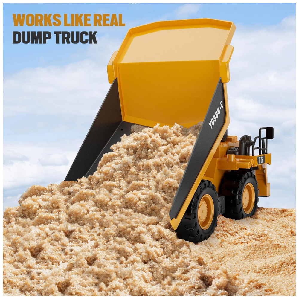 ECTQF851DJCC0B_4-1.jpg - Caminhão de Brinquedo basculante RC, Controle Remoto de 9 Canais com Cama de Metal Iluminada, Bateria Recarregável, KIDMARKT