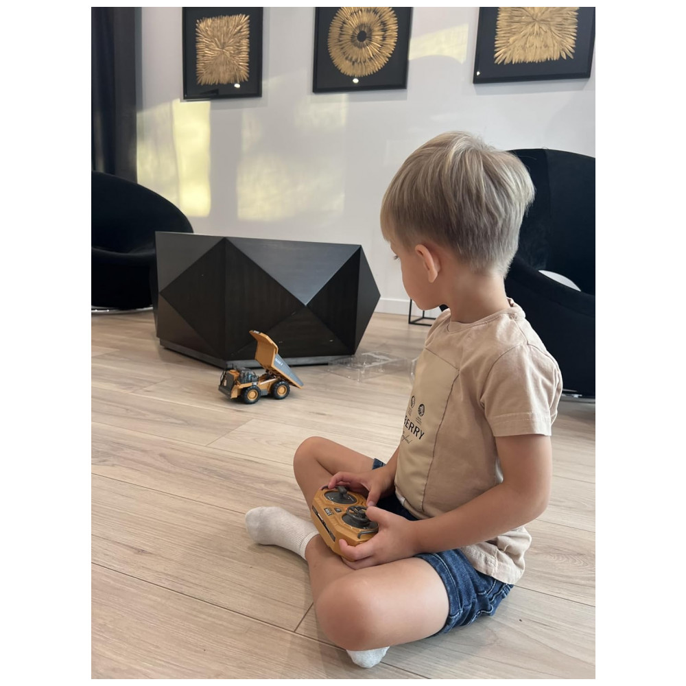 ECTQF851DJCC0B_7-1.jpg - Caminhão de Brinquedo basculante RC, Controle Remoto de 9 Canais com Cama de Metal Iluminada, Bateria Recarregável, KIDMARKT