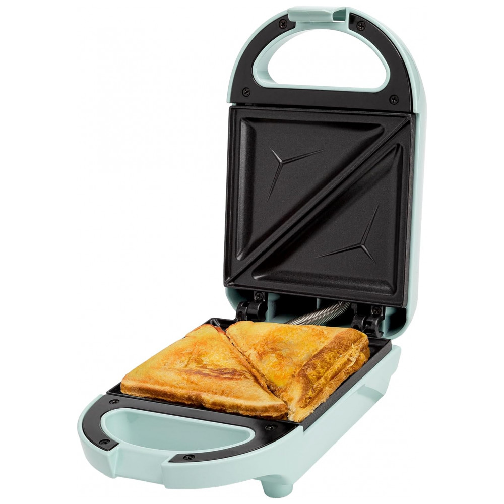 ECTQF92Z3DBC0B_0-1.jpg - Máquina de Sanduíche Mini Tasty, Faça Sanduíches, Paninis, Queijos Grelhados, Sobremesas, Resultados Rápidos, Limpeza Fácil, 600W, Aqua Mini Aqua