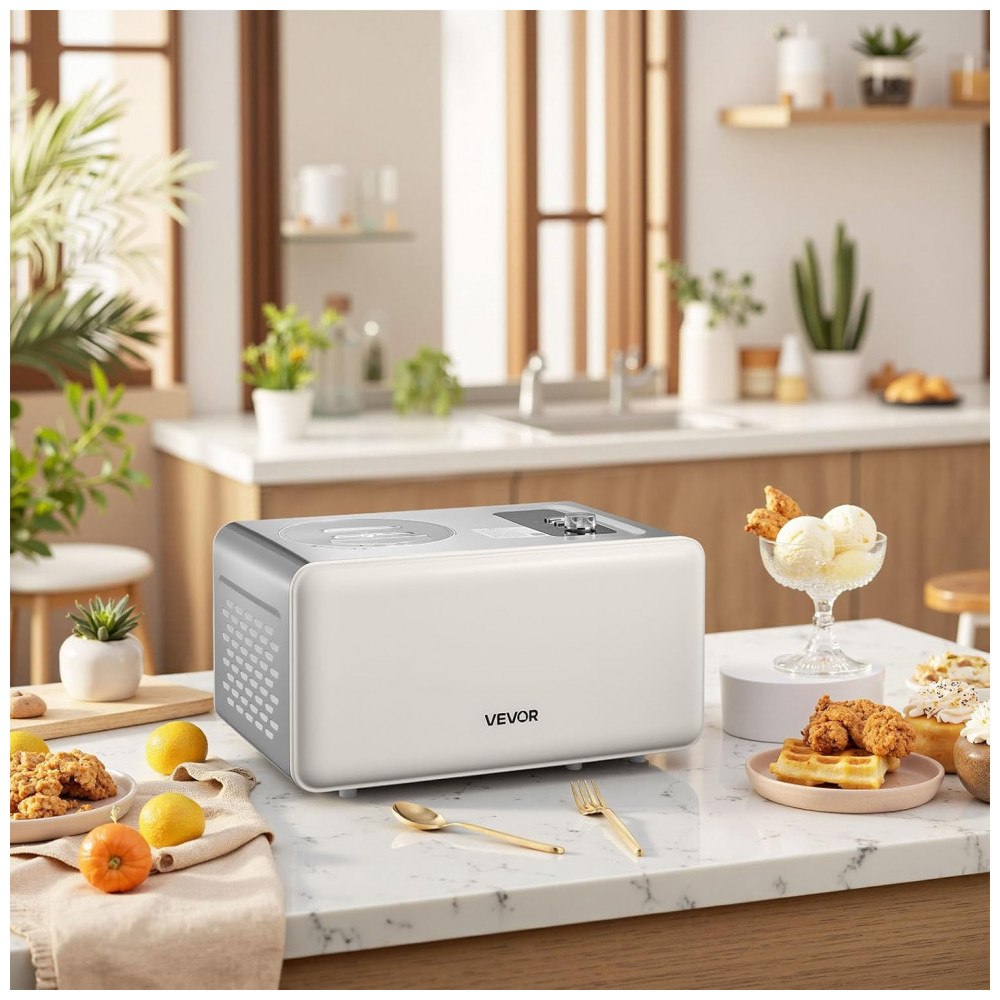 Máquina de Sorvete Automática VEVOR com Compressor Integrado, 1,89 Litros Sem Precisar Congelar, Máquina de Sorvete de Gelato Elétrica, - Imagem 8