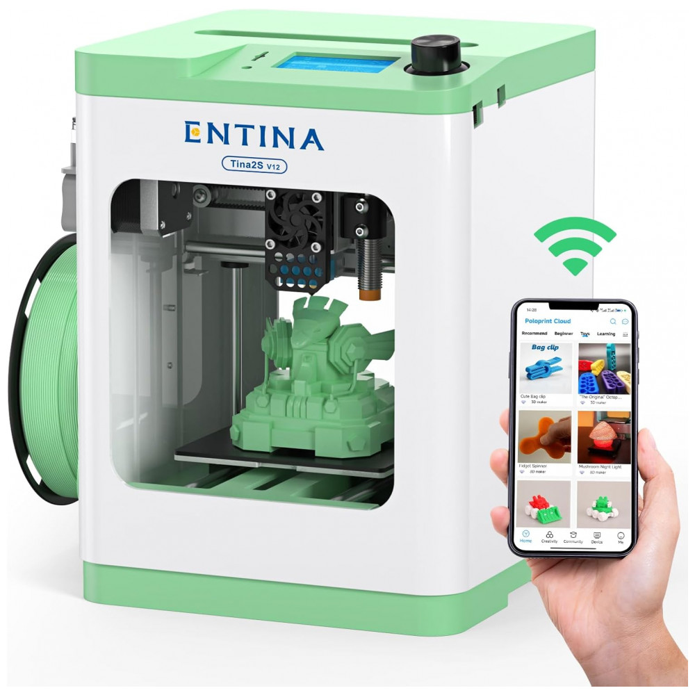 Impressoras 3D Tina2S V12 com Impressão em Nuvem via WiFi, Totalmente Montada e Mini Impressora 3D para Iniciantes e Crianças,Entina,