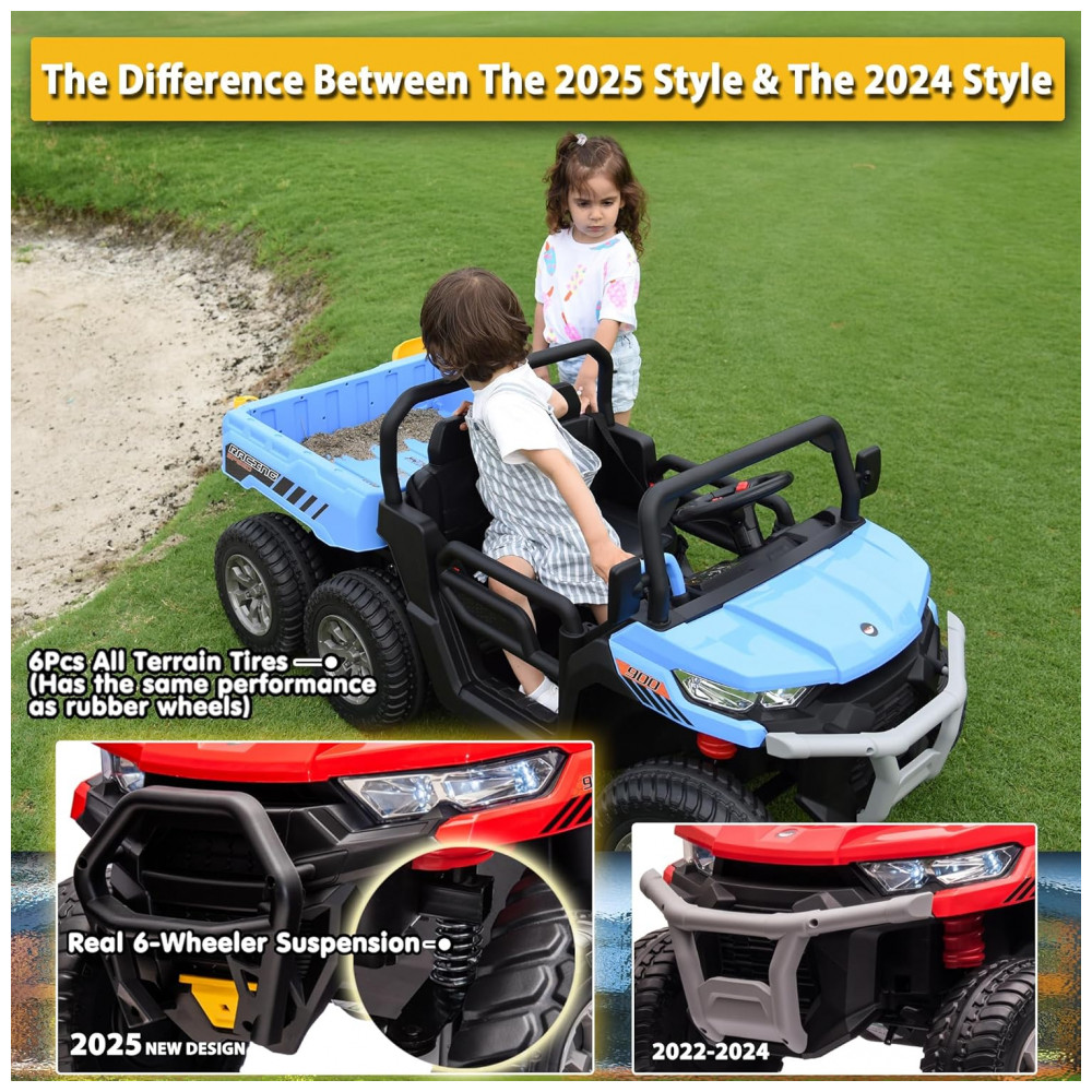 ECTQFC6K9R6D0B_1-1.jpg - Caminhão Basculante Infantil Elétrico Sopbost Vermelho 24V 2 Lugares 4 Motores 75W Caçamba Automática 4WD Pneus EVA Controle Bluetooth