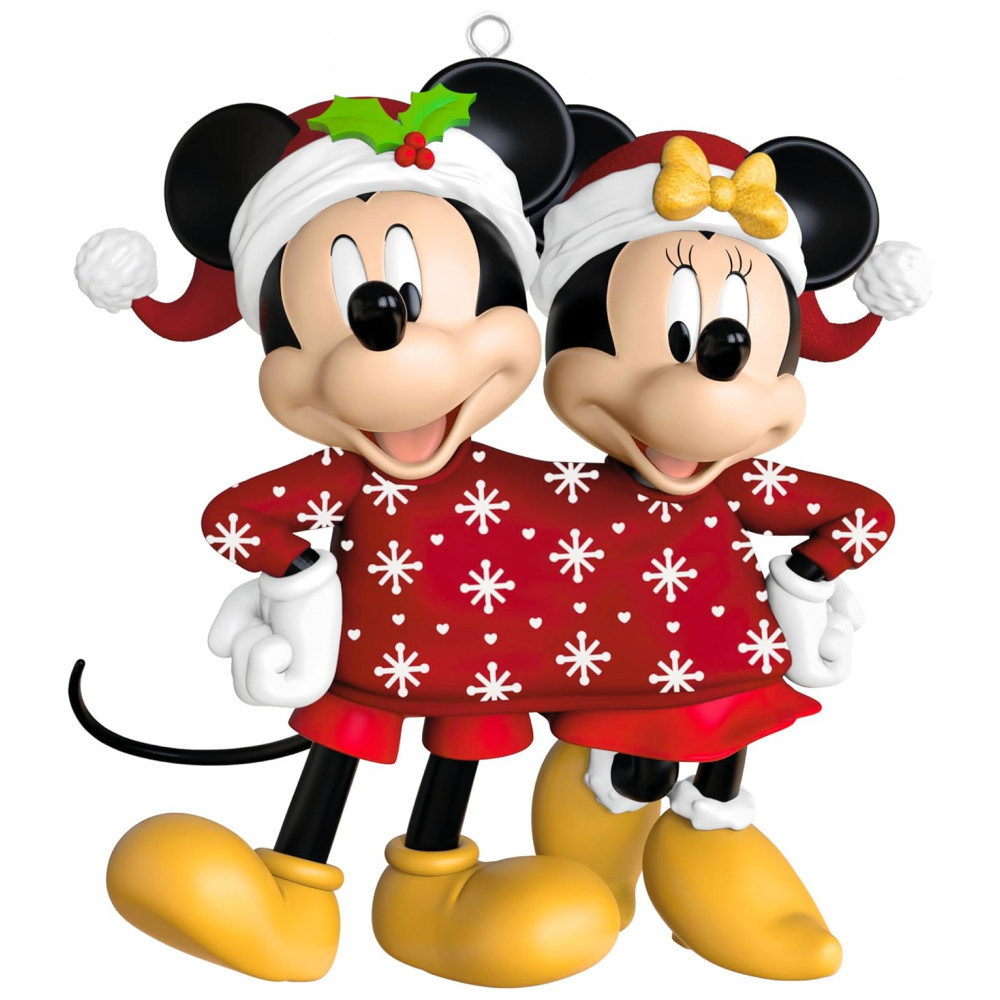ECTQFCWBB3RD0B_0-1.jpg - Ornamento Hallmark Keepsake Natal 2025 Disney Mickey e Minnie Sweater-Sharing Sweethearts, Decoração Romântica para Fãs