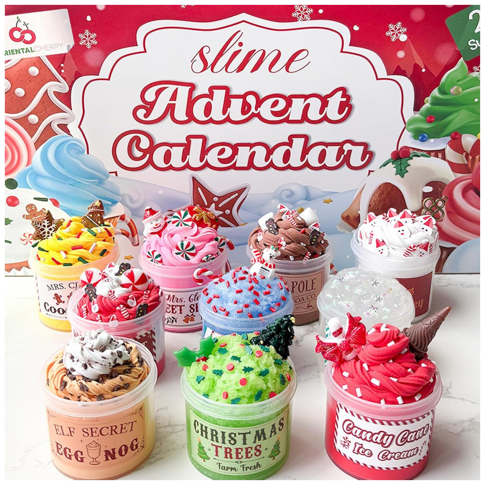 Calendário do Advento 2025 - Kit de 24 Dias de Slime e Pingentes - Presente de Contagem Regressiva de Natal para Meninas Meninos,ORIENTAL CHERRY,