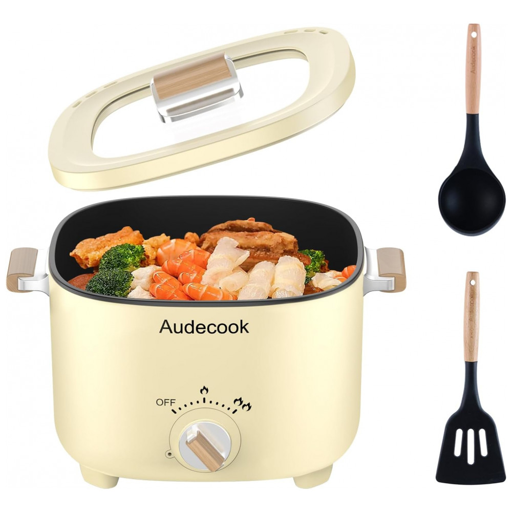 ECTQFHW3TVKC0B_0-1.jpg - Multicooker Elétrico Audecook 2.5L Bege com Revestimento Antiaderente Controle de Potência Dual Modelo AHP-2.5L Voltagem 110V
