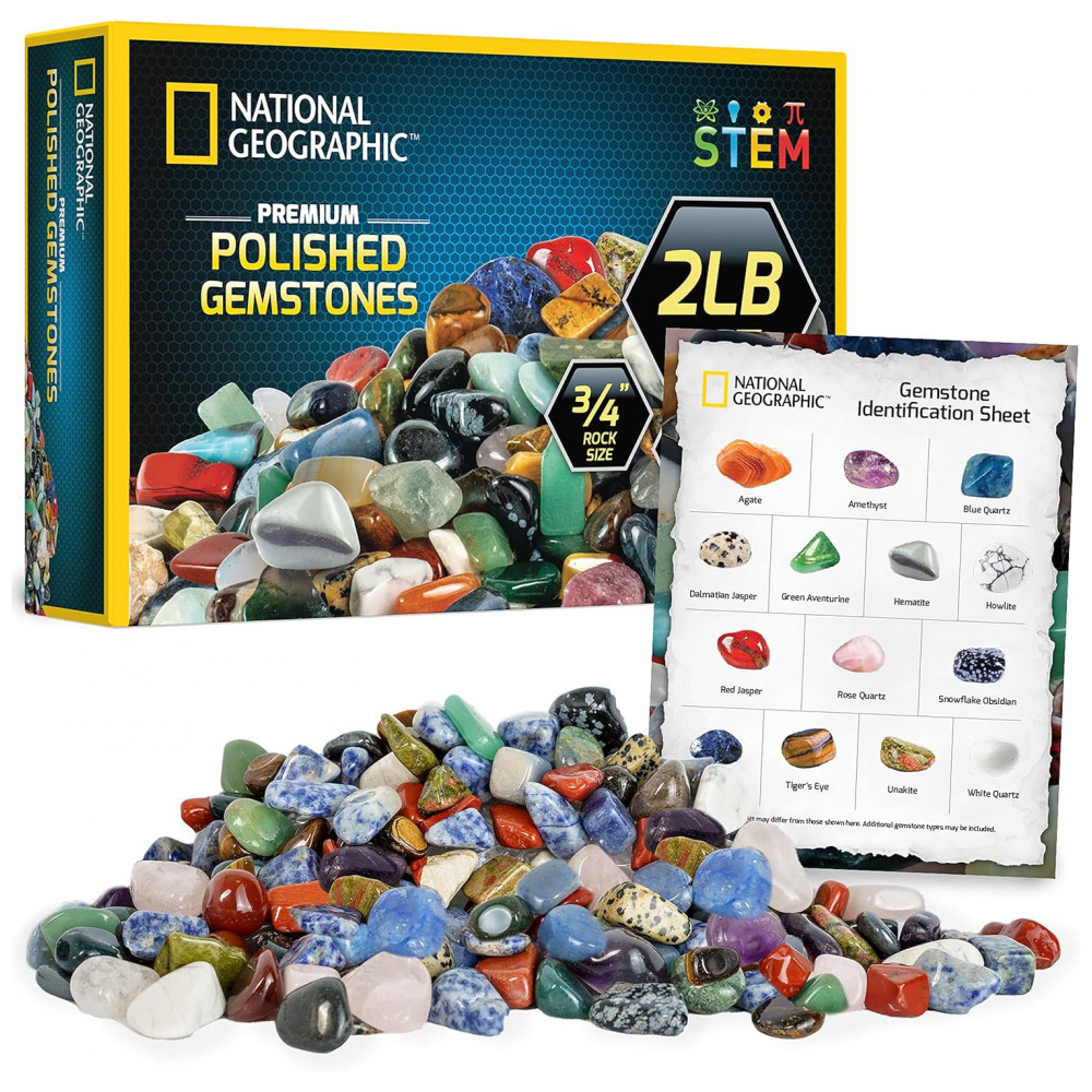 ECTQFLG8WHM80B_0-1.jpg - Kit de Coleção de Rochas National Geographic Premium Polished Stones com Guia de Aprendizado Educativo STEM para Crianças, National Geographic