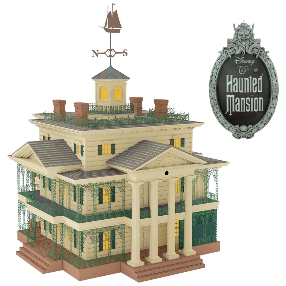 ECTQFLY1B3RD0B_0-1.jpg - Topo de Árvore Hallmark Keepsake 2025 Disney The Haunted Mansion Collection Disneyland Manor com Luz e Som