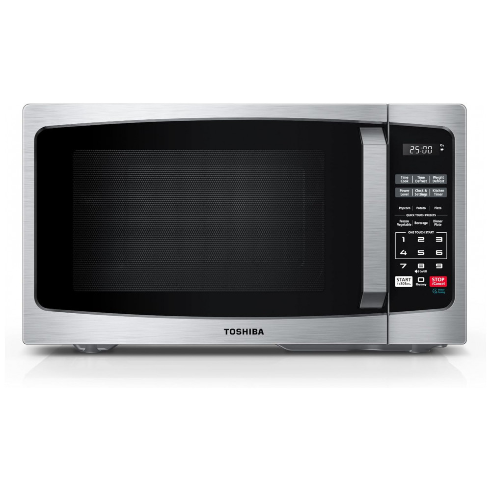 ECTQFS1MQQPD0B_0-1.jpg - Forno de Micro-ondas Pequeno Toshiba MLEM09PASS com 6 Menu Automático, Trava de Segurança Infantil, Iluminação LED,25,48 litros, Prato Giratório