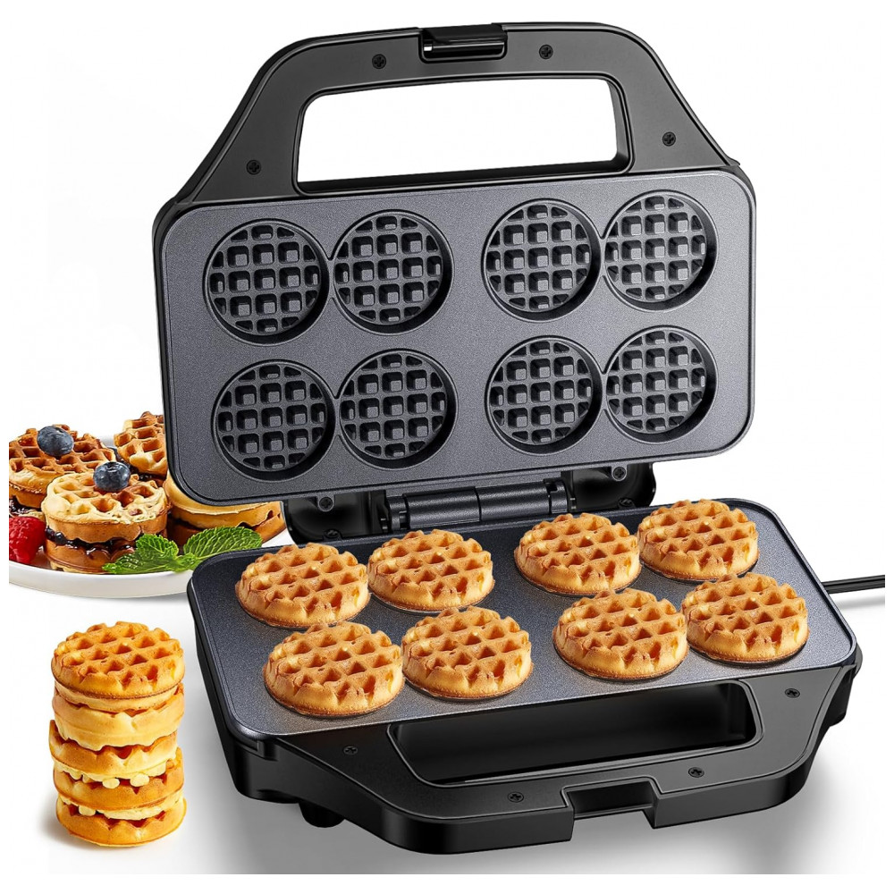 ECTQFV41RFKD0B_0-1.jpg - Máquina de Waffle Mini, 8 Minis Waffles, Ferro de Waffle Antiaderente com Aquecimento Rápido, Perfeita para Café da Manhã em Casa, Família, Homcozy
