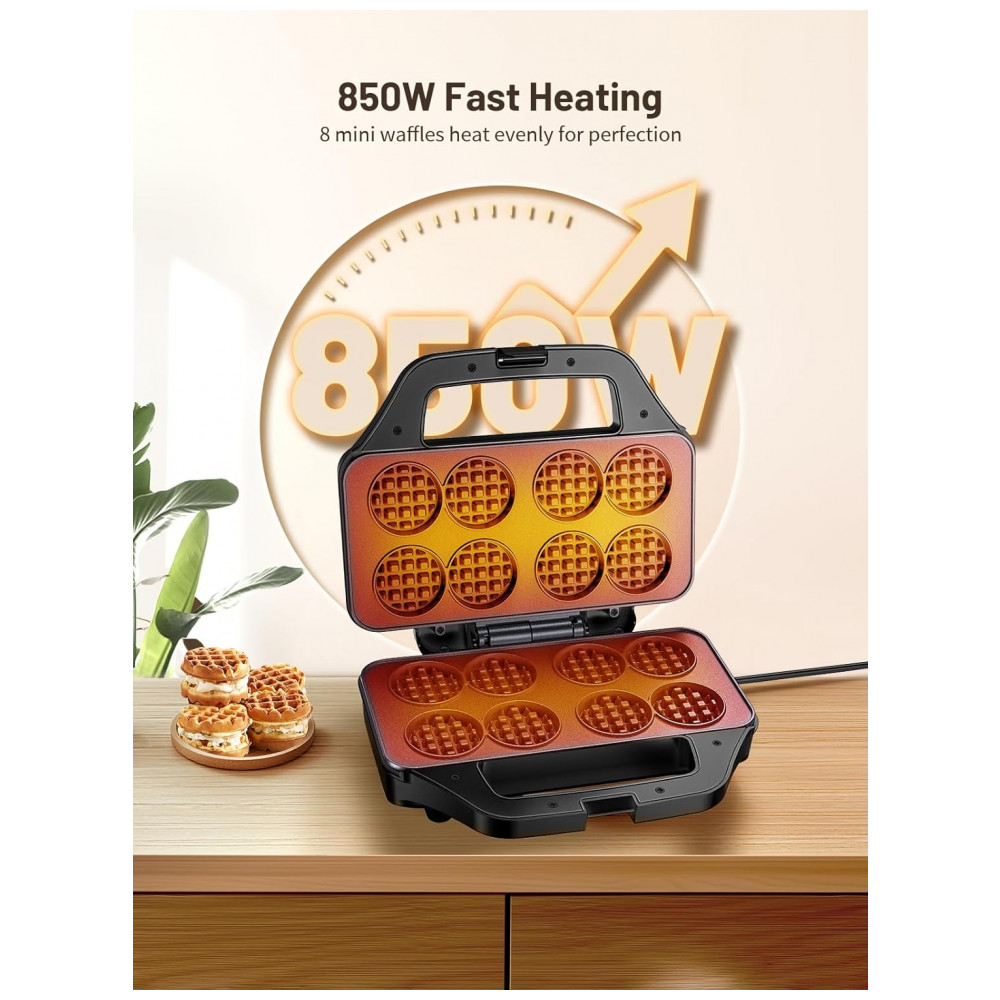 ECTQFV41RFKD0B_1-1.jpg - Máquina de Waffle Mini, 8 Minis Waffles, Ferro de Waffle Antiaderente com Aquecimento Rápido, Perfeita para Café da Manhã em Casa, Família, Homcozy