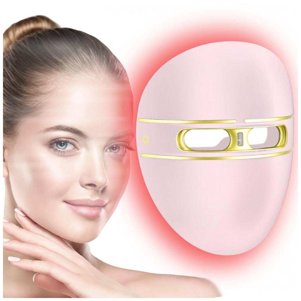 Máscara de LED com Terapia de Luz, Luz Vermelha para Rugas e Luz Azul para Acne - Kit Recarregável de 1 Unidade