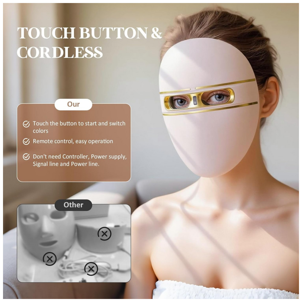 ECTQFVRCTC4F0B_4-1.jpg - Máscara de LED com Terapia de Luz, Luz Vermelha para Rugas e Luz Azul para Acne - Kit Recarregável de 1 Unidade