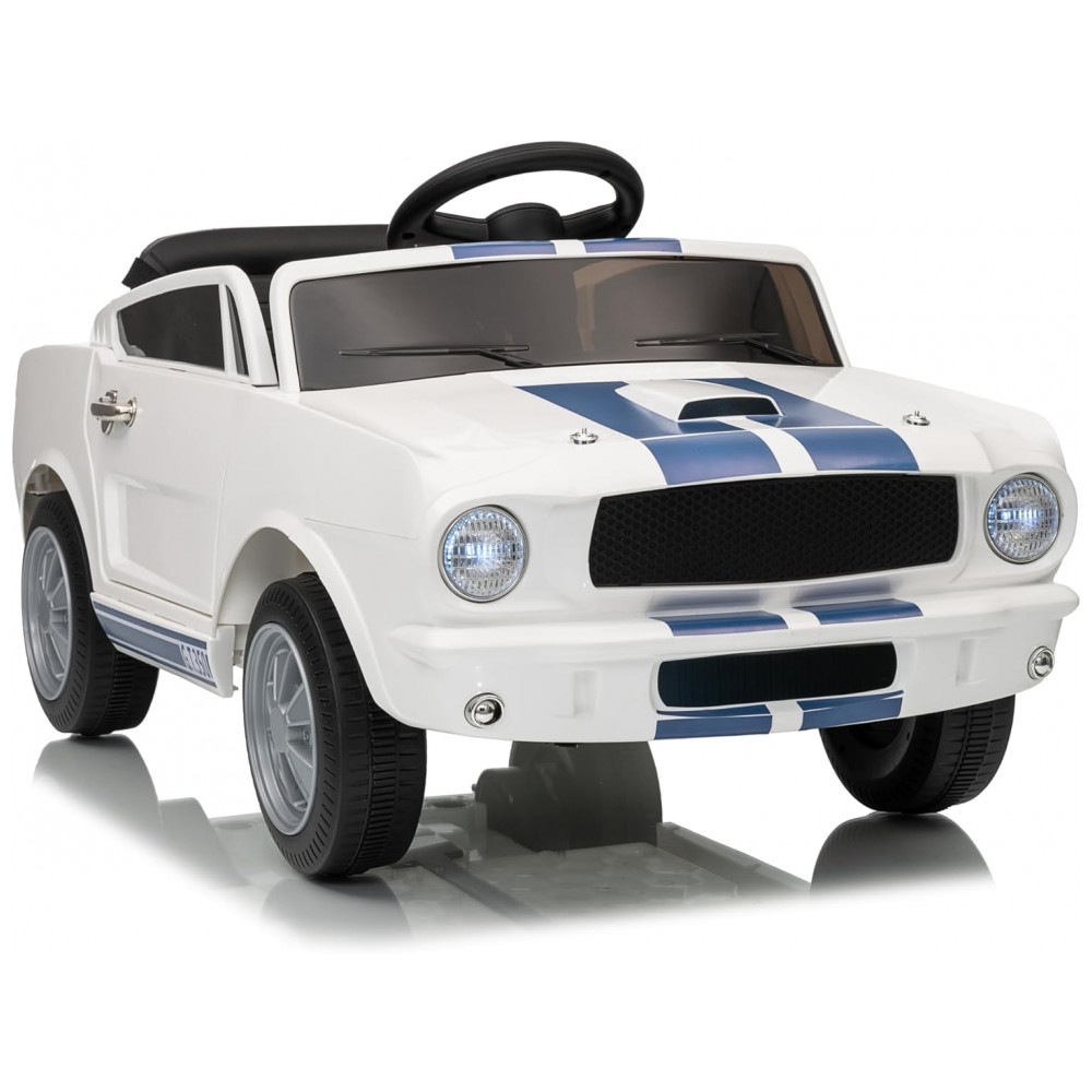 ECTQFWMHG3MF0B_0-1.jpg - Carro Elétrico Infantil 12V INFANS Shelby Licenciado, Controle Remoto, Bluetooth, Suspensão, Cinto de Segurança, 3 Velocidades, Branco