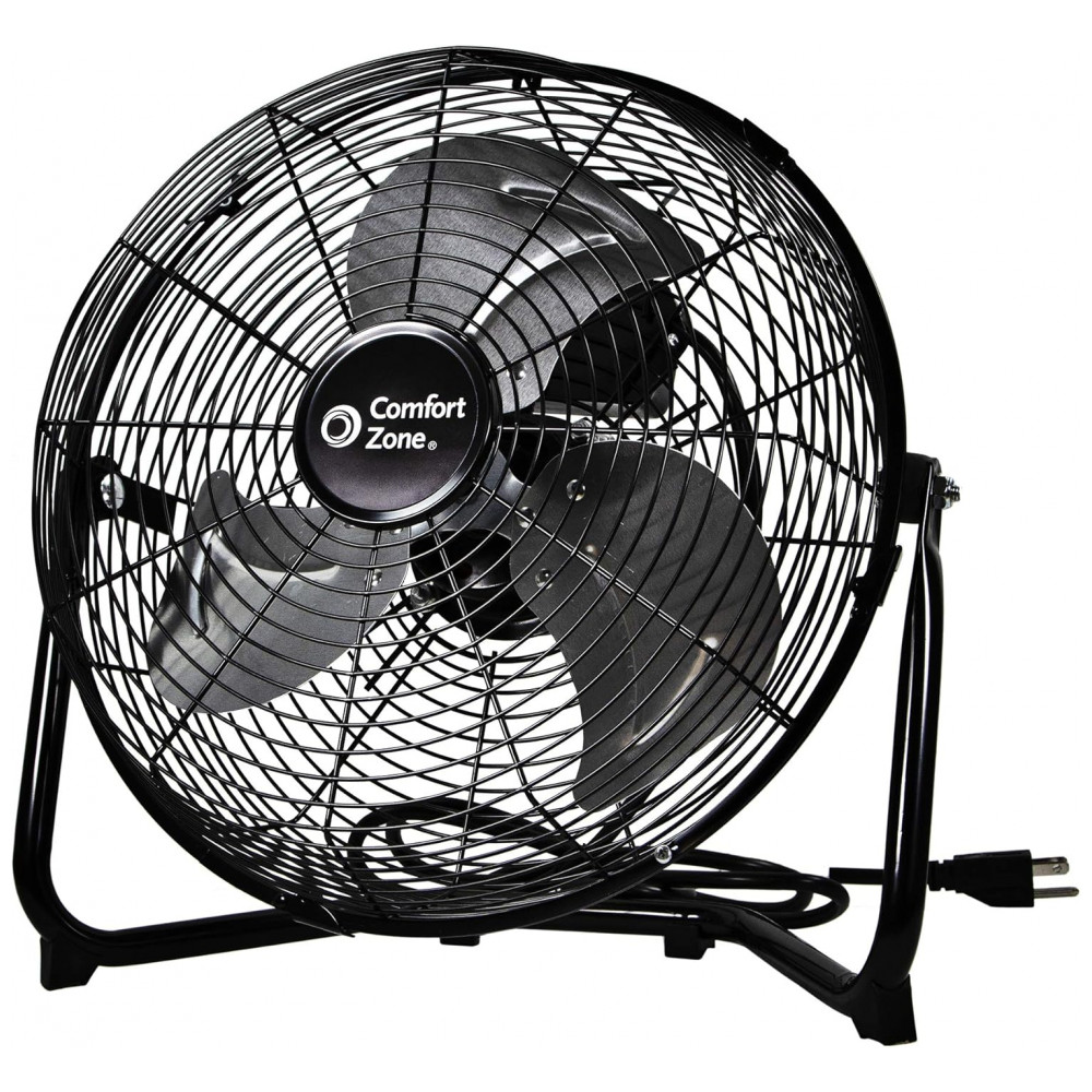 ECTQG0UTXV100B_0-1.jpg - Ventilador de Piso Comfort Zone 3048 cm Preto 3 Velocidades Inclinação Ajustável 180° Construção Metálica Lâminas de Alumínio Modelo CZHV12B Voltagem 110V