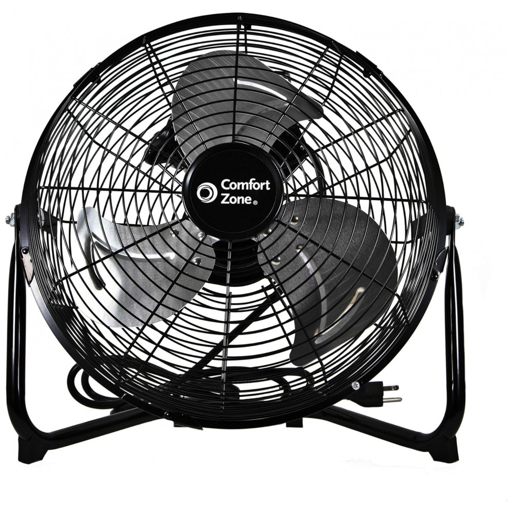 ECTQG0UTXV100B_1-1.jpg - Ventilador de Piso Comfort Zone 3048 cm Preto 3 Velocidades Inclinação Ajustável 180° Construção Metálica Lâminas de Alumínio Modelo CZHV12B Voltagem 110V