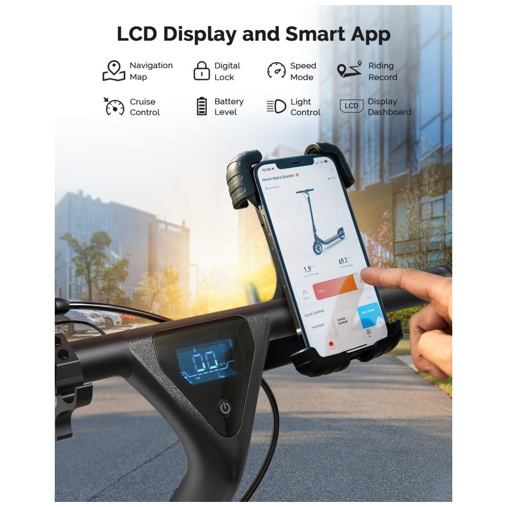 ECTQG6NT78DB0B_4-1.jpg - Patinete Elétrico para Adultos com Display de LED Peso Max 120kg e até 40km Atomi Verde