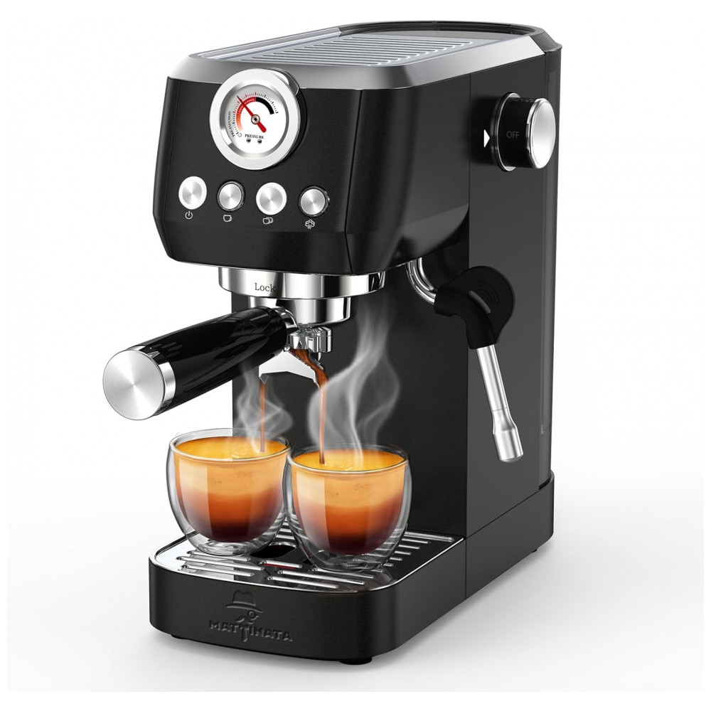 ECTQG8Z7P2GF0B_0-1.jpg - Máquina de Espresso 20 Bar, Vaporizador Profissional, Manômetro Visível, 1,45L, MAttinata, Inox, Preta, 110V