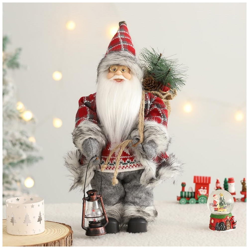 Enfeite de Papai Noel, Estátua de Natal em Pé com Lamparina de Querosene e Saco para Decoração de Natal em Casa,Enanal