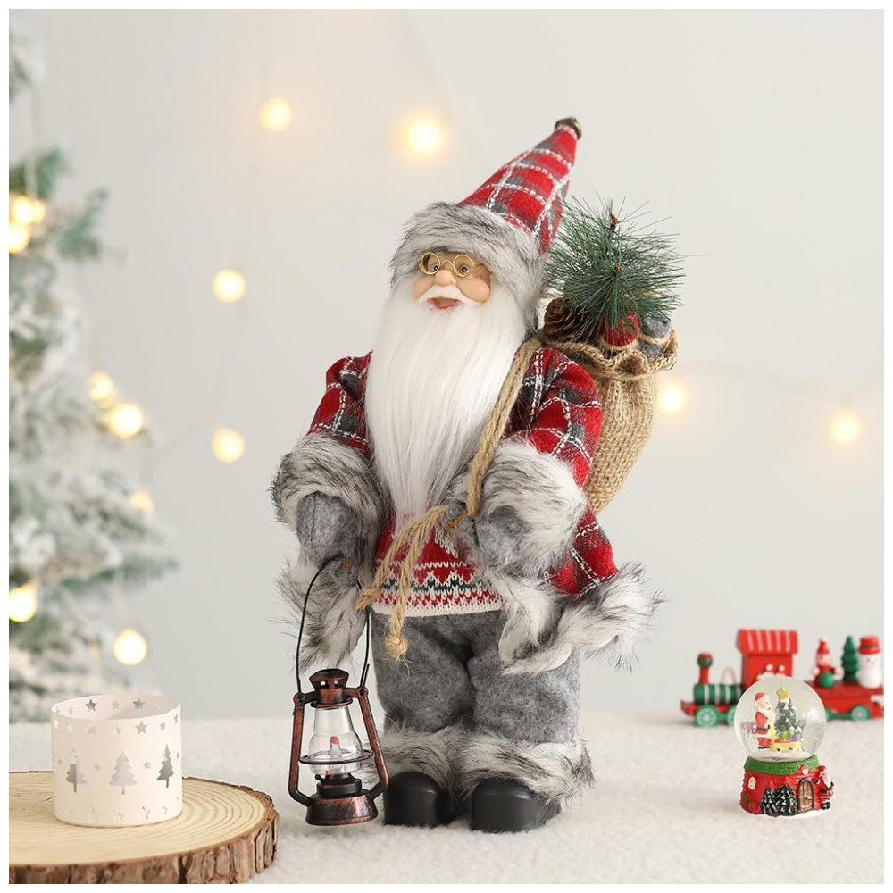 ECTQGBVBHFHC0B_3-1.jpg - Enfeite de Papai Noel, Estátua de Natal em Pé com Lamparina de Querosene e Saco para Decoração de Natal em Casa,Enanal