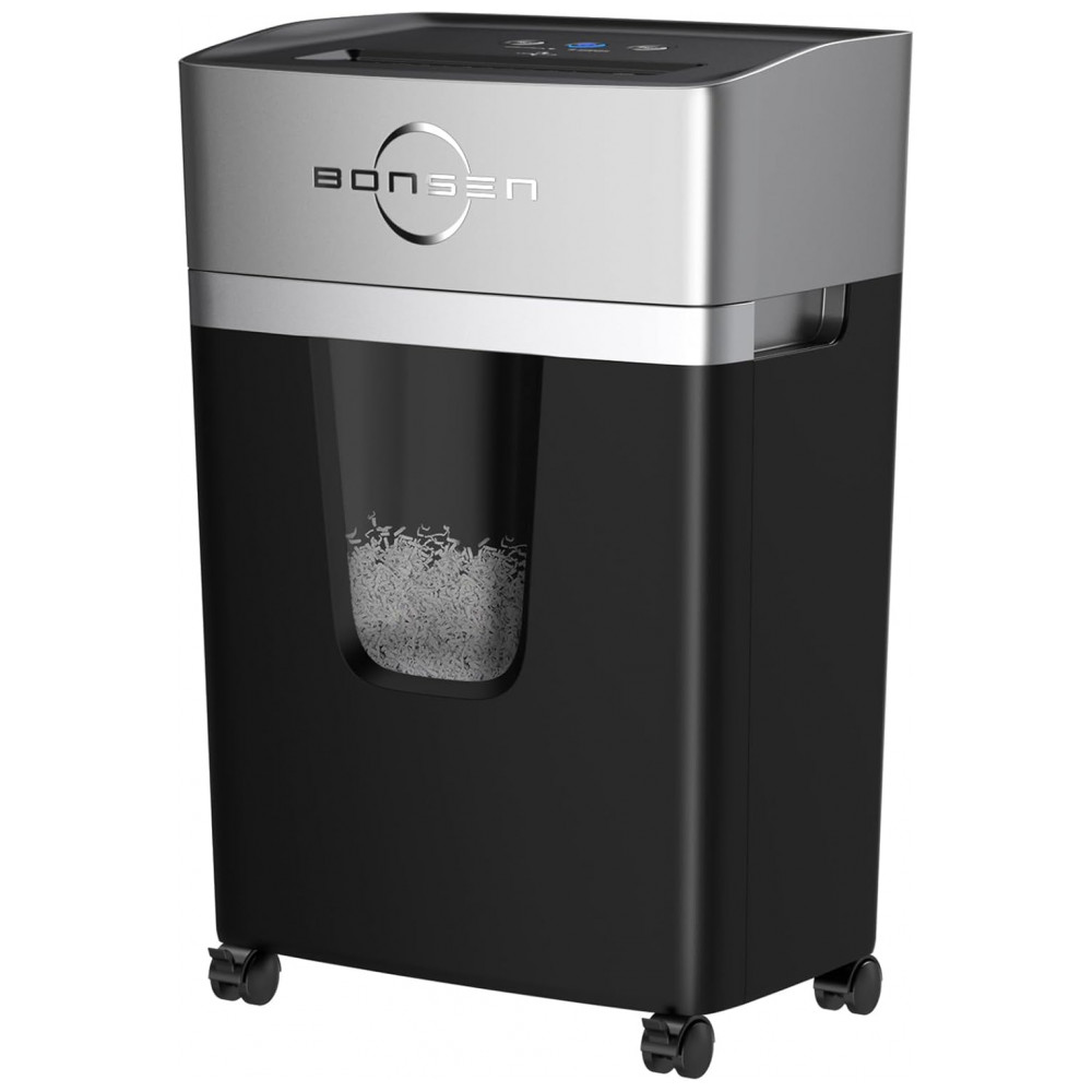 ECTQGBWY4K2D0B_0-1.jpg - Trituradora de Papel Micro Cut BONSEN 12 Folhas para Uso em Casa e Escritório, Alto Nível de Segurança P4, Ultra Silenciosa 55dB,