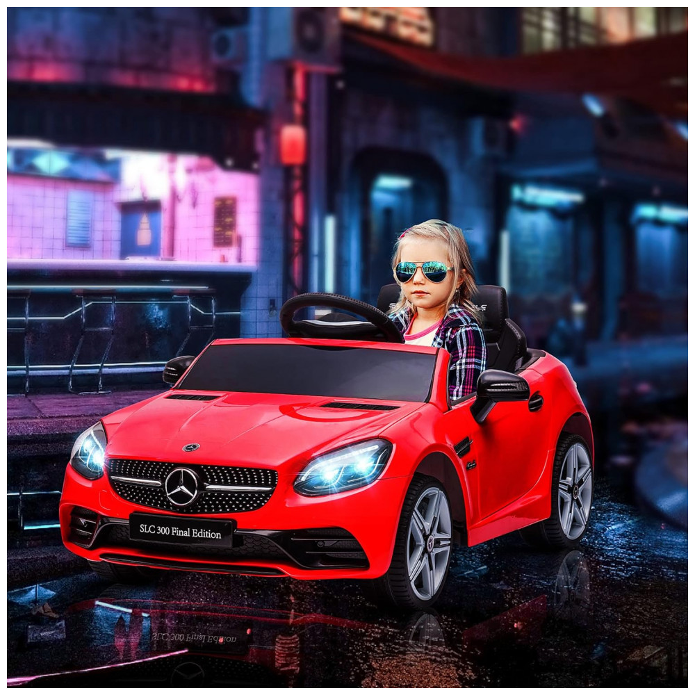 ECTQGFV6BD3B0B_1-1.jpg - Carro Elétrico Infantil Licenciado Aosom Mercedes SLC 300 12V Vermelho com Controle Remoto Música Luzes LED e Suspensão - Para Crianças de 3 a 6 Anos