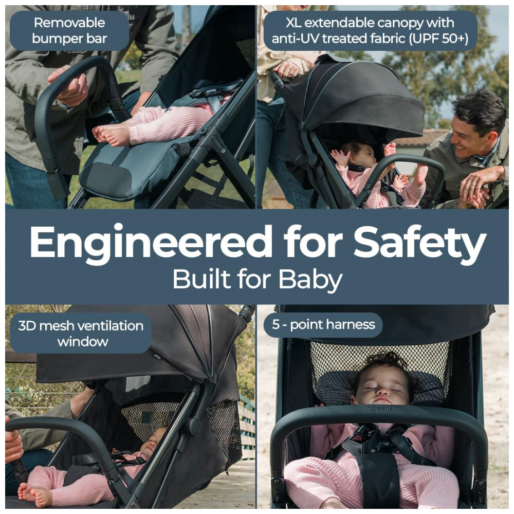 ECTQGG1PQQTD0B_8-1.jpg - Carrinho de Bebê Inglesina Quid³ Preto Cósmico - Ultraleve 63 kg Compacto Dobrável com Uma Mão Compatível com Bebê Conforto Capota XL UPF 50+