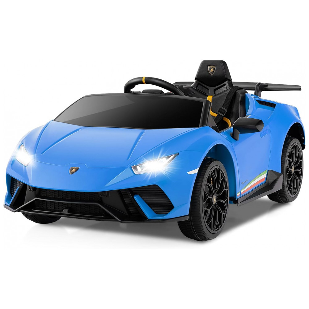 ECTQGGH4RCJD0B_0-1.jpg - Carro Elétrico Infantil Licenciado Lamborghini Huracan OLAKIDS Azul 12V com Controle Remoto 2 Velocidades Suspensão Bluetooth e USB