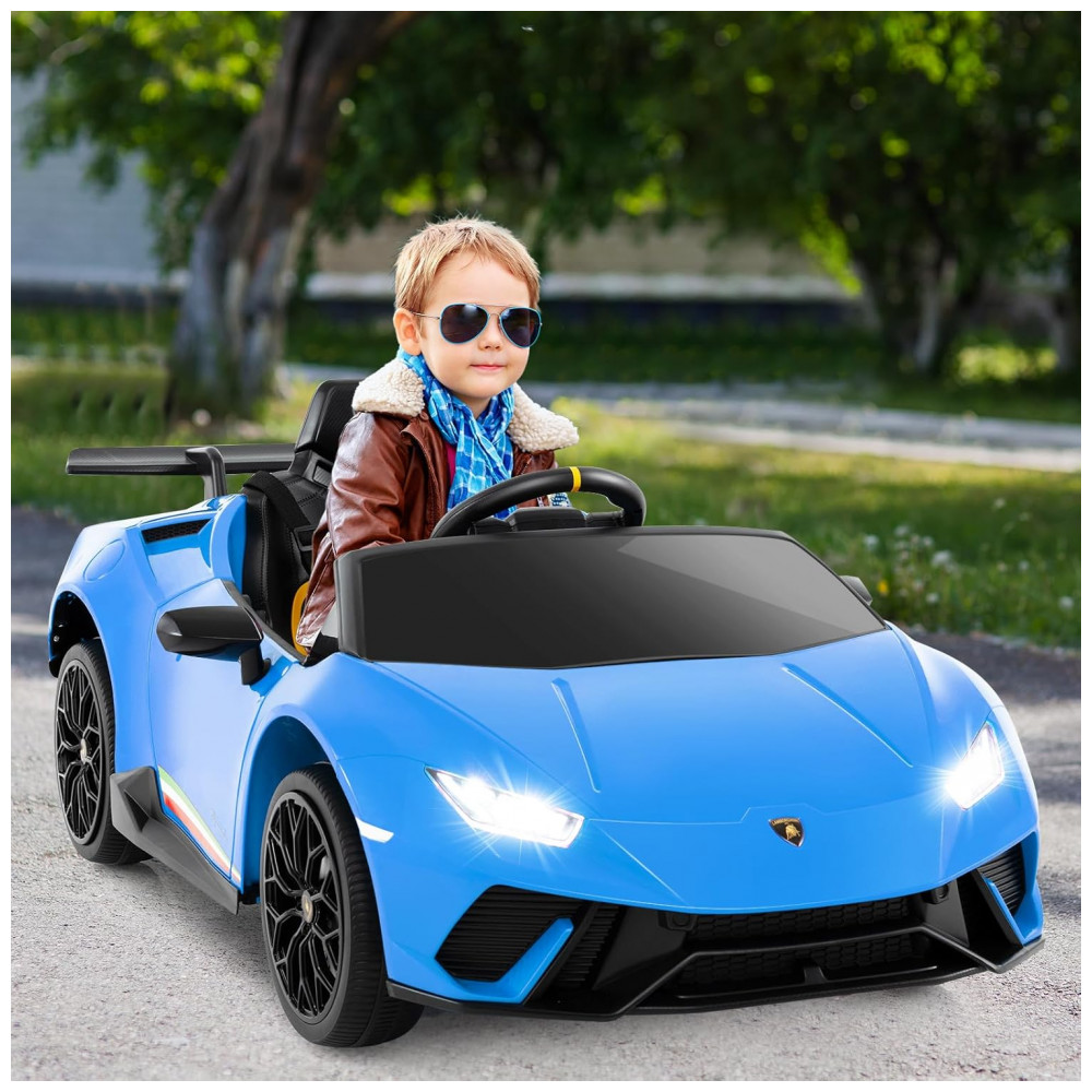 ECTQGGH4RCJD0B_1-1.jpg - Carro Elétrico Infantil Licenciado Lamborghini Huracan OLAKIDS Azul 12V com Controle Remoto 2 Velocidades Suspensão Bluetooth e USB