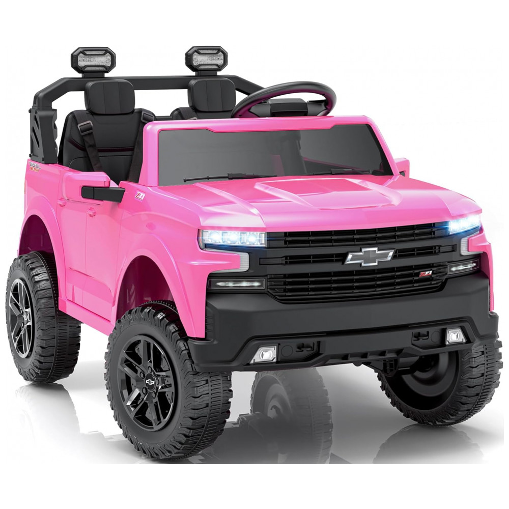 ECTQGM6Y8NKF0B_0-1.jpg - Carro Elétrico Infantil Chevrolet Silverado 24V Rosa 2 Lugares com Controle Remoto, Bluetooth, Luzes LED e Cinto de Segurança