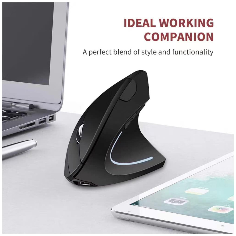 ECTQGMN1HRQ90B_2-1.jpg - Mouse Ergonômico Vertical sem Fio Reduz a Tensão do Pulso com Botões Ópticos e Silencioso 800 1600 DPI 6 Botões BOMENYA Preto