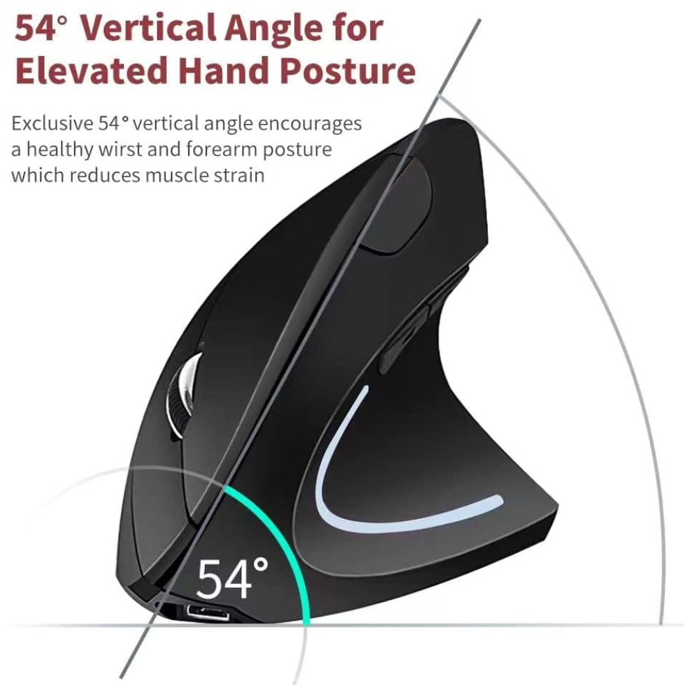 ECTQGMN1HRQ90B_3-1.jpg - Mouse Ergonômico Vertical sem Fio Reduz a Tensão do Pulso com Botões Ópticos e Silencioso 800 1600 DPI 6 Botões BOMENYA Preto
