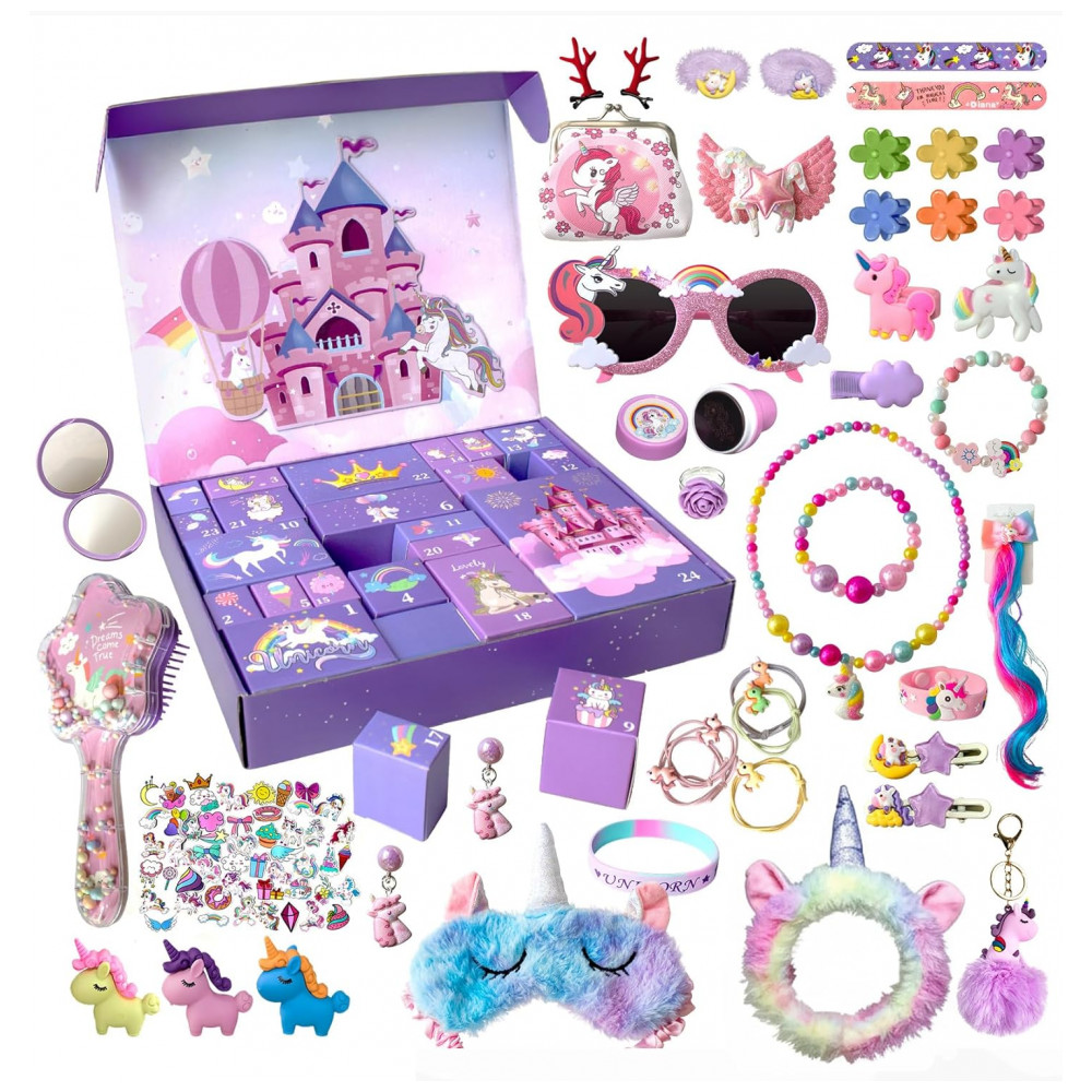 Calendário do Advento 2025 para Crianças - Unicórnio, Presentes Diários de Natal, Surpresas para Meninas, Sonroi