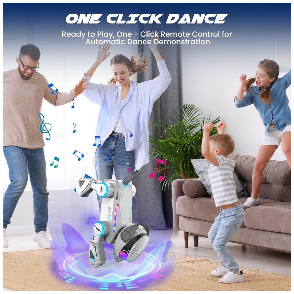 ECTQGTRY5TYD0B_3-1.jpg - Robô Cachorro Programável Cinza – SIMREX Cão Robótico Interativo com Bluetooth Controle Remoto Sensores de Toque e Dança