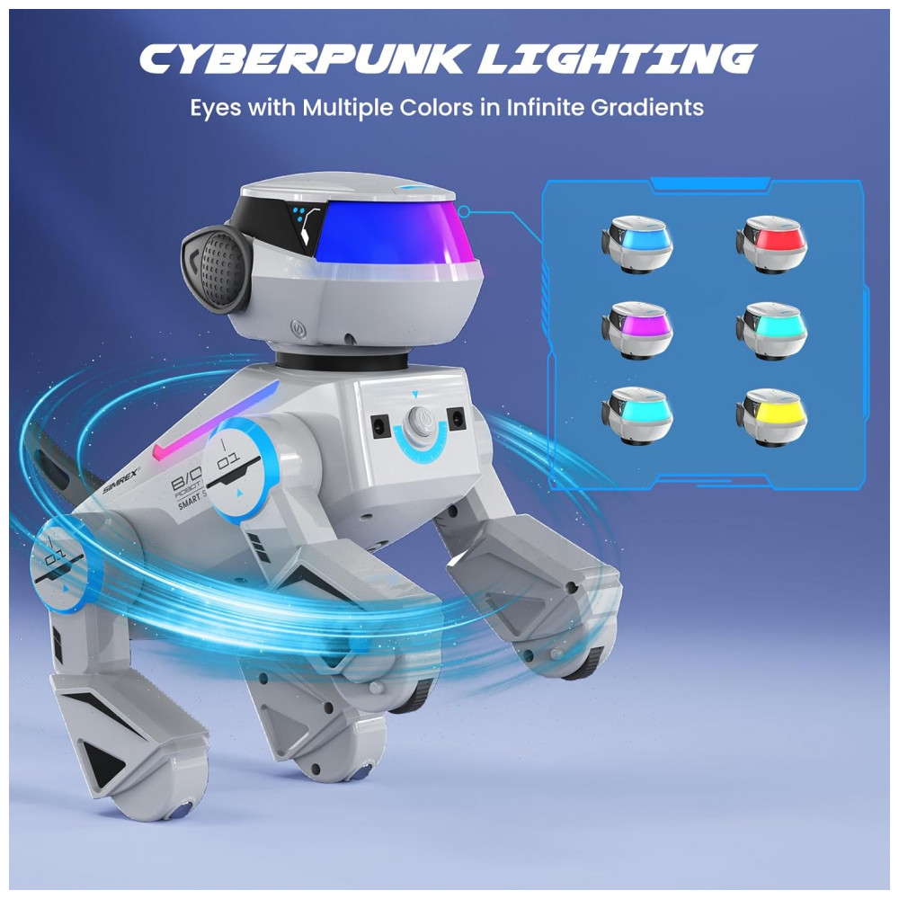ECTQGTRY5TYD0B_4-1.jpg - Robô Cachorro Programável Cinza – SIMREX Cão Robótico Interativo com Bluetooth Controle Remoto Sensores de Toque e Dança