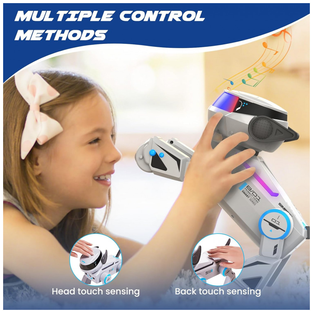 ECTQGTRY5TYD0B_5-1.jpg - Robô Cachorro Programável Cinza – SIMREX Cão Robótico Interativo com Bluetooth Controle Remoto Sensores de Toque e Dança