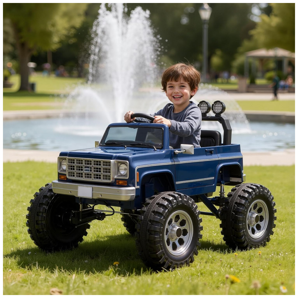 ECTQGW1F15WF0B_7-1.jpg - Carrinho Elétrico Infantil Chevrolet Cheyenne Licenciado 24V, 2 Motores 200W, Controle Remoto, Música, Suspensão, Assento Largo, Azul