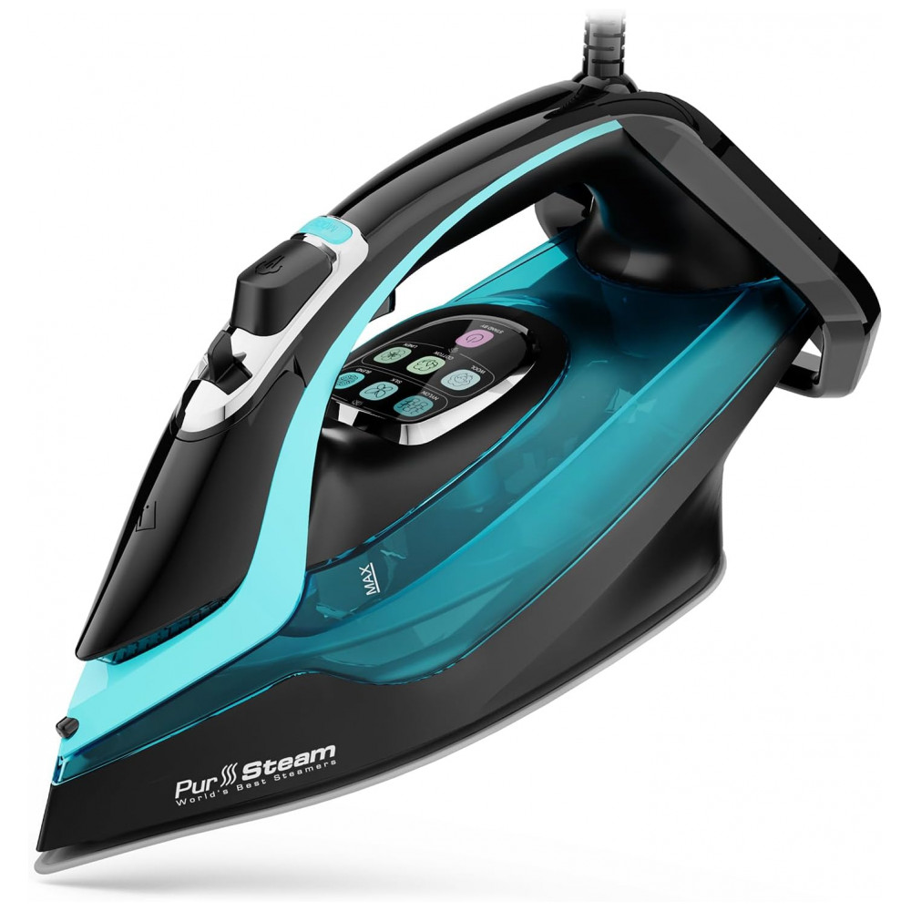ECTQGW8WP3GD0B_0-1.jpg - Ferro de Passar a Vapor PurSteam SteamTech Elite 1750W, Controle de Temperatura Digital com Display LED, PurSteam World's Best Steamers