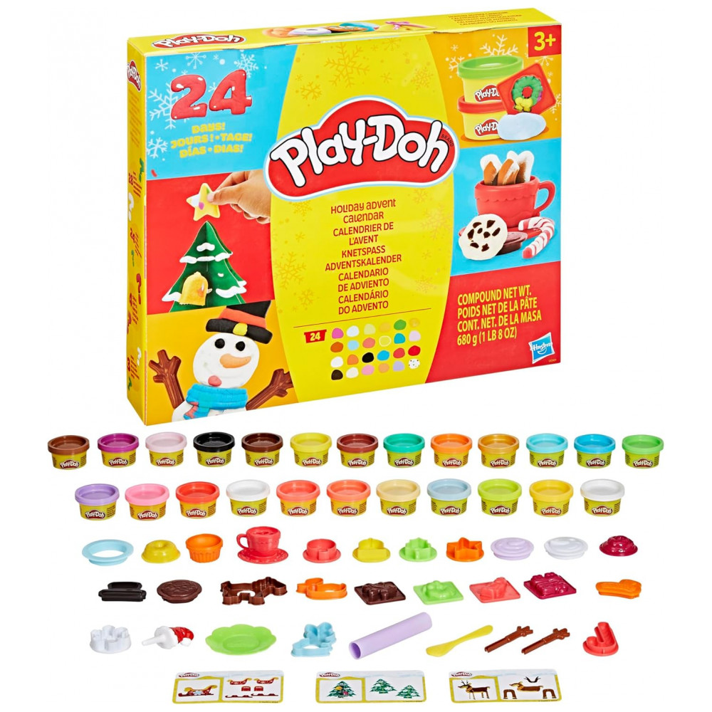 Calendário do Advento de Natal Play-Doh para Crianças de 3 Anos ou Mais, Contagem Regressiva de 24 Dias, Múltiplos Presentes Surpresa