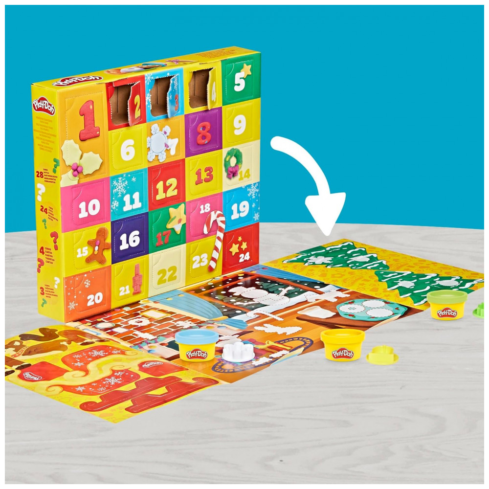 ECTQGWCWPFND0B_10-1.jpg - Calendário do Advento de Natal Play-Doh para Crianças de 3 Anos ou Mais, Contagem Regressiva de 24 Dias, Múltiplos Presentes Surpresa