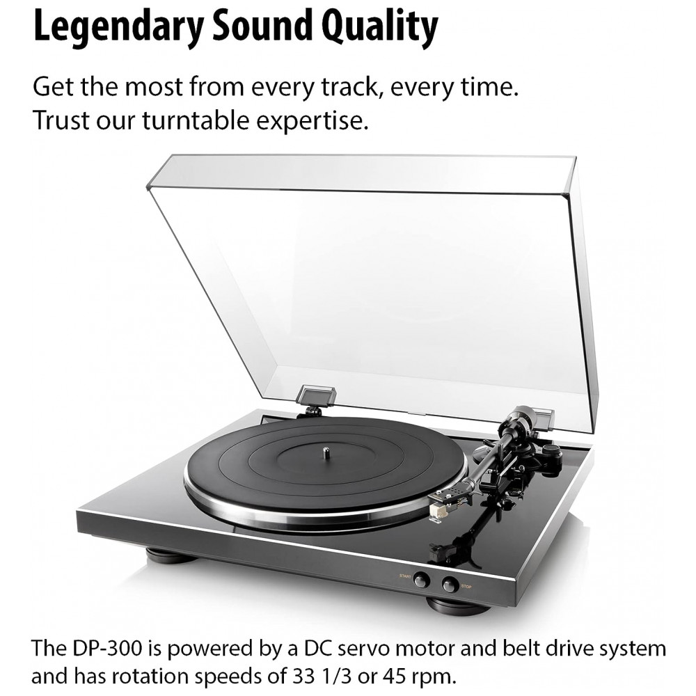 ECTQGXBNMF000B_2-1.jpg - Vitrola Toca Discos Automático com Equalizador Desing Exclusivo e 2 Velocidades 33 e 45 RPM 110v DENON DP 300F Preto