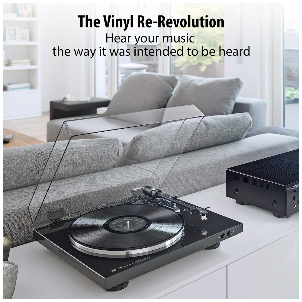 ECTQGXBNMF000B_4-1.jpg - Vitrola Toca Discos Automático com Equalizador Desing Exclusivo e 2 Velocidades 33 e 45 RPM 110v DENON DP 300F Preto